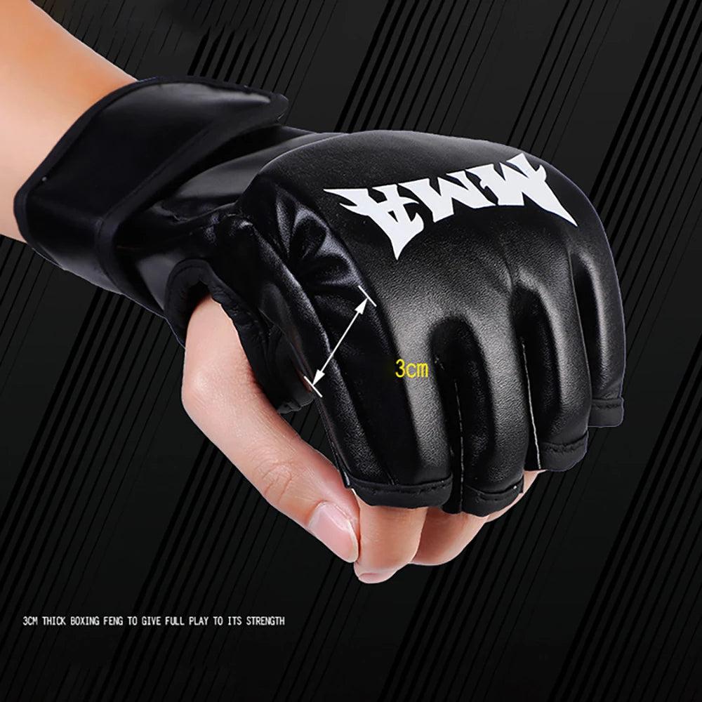 Thick Boxing Gloves MMA Gloves Half Finger Sanda Taekwondo Fight MMA Adult Sandbag Gloves Professional TKD Training Equipment