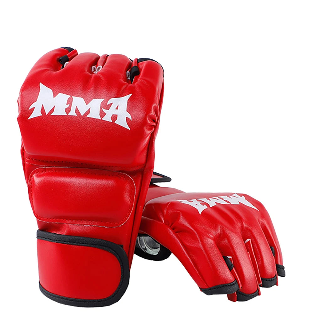 Thick Boxing Gloves MMA Gloves Half Finger Sanda Taekwondo Fight MMA Adult Sandbag Gloves Professional TKD Training Equipment